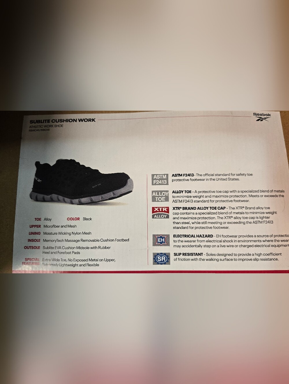 Reebok Black Work Shoe with White Label